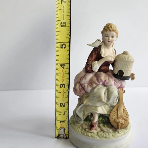 Andrea by Sadek Porcelain Figurine Lady with Bird and Mandolin – 6.5” Victorian - Picture 11 of 12
